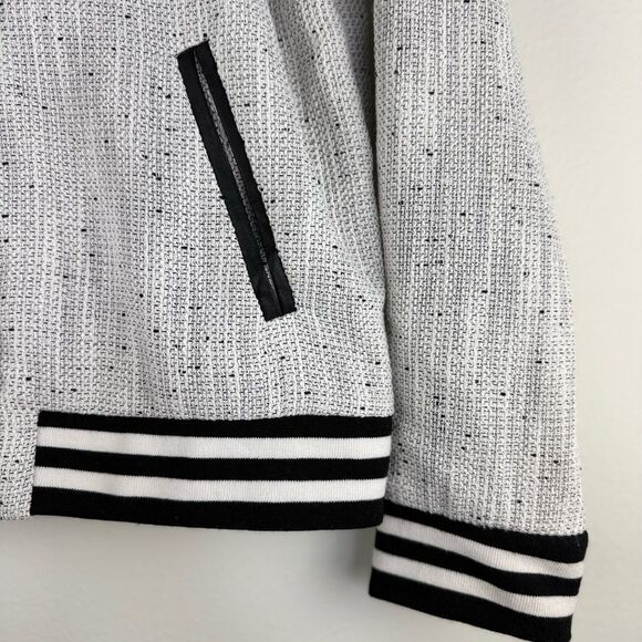 Forever21 Black & White Tweed Bomber Varsity Jacket - Picture 5 of 11
